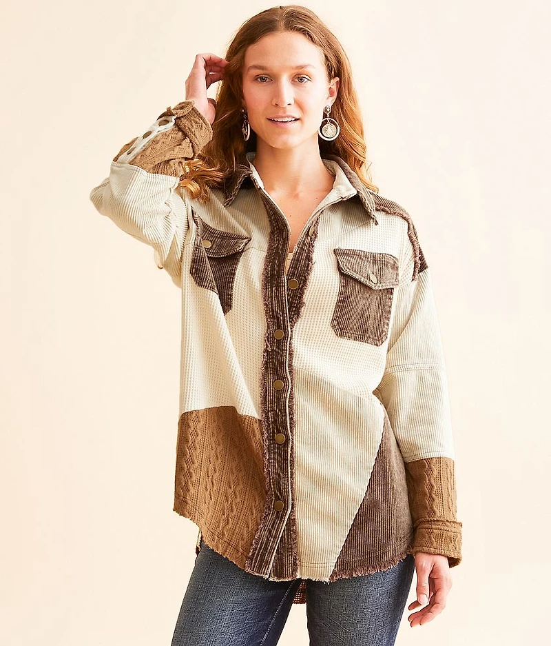 Pieced Corduroy Oversized Jacket