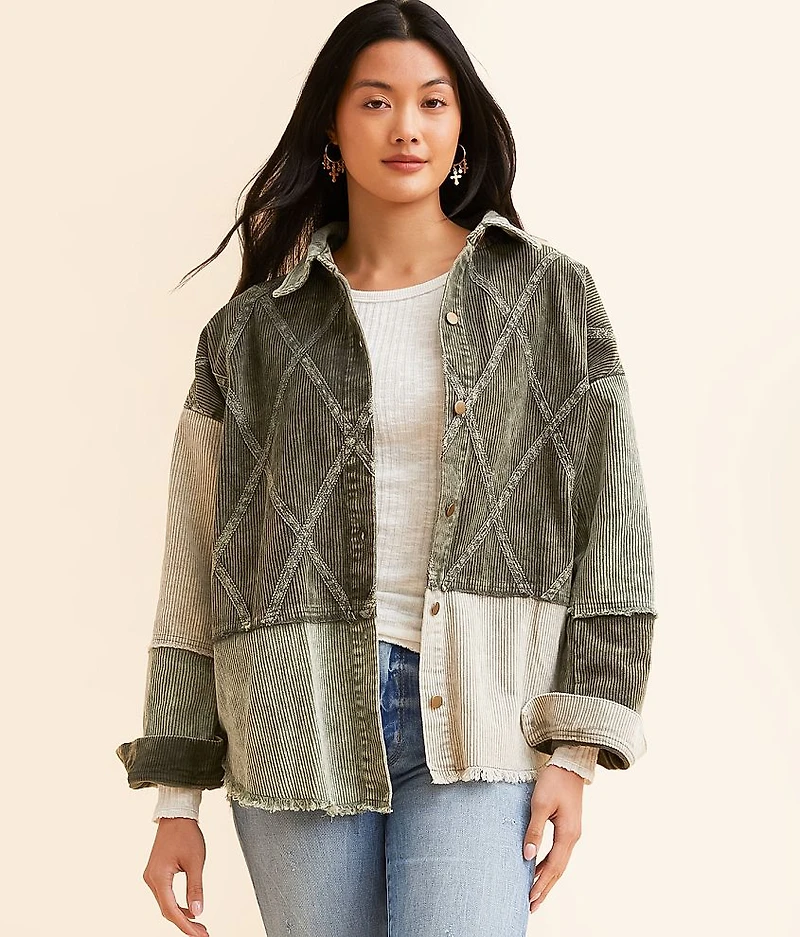 Pieced Corduroy Shacket
