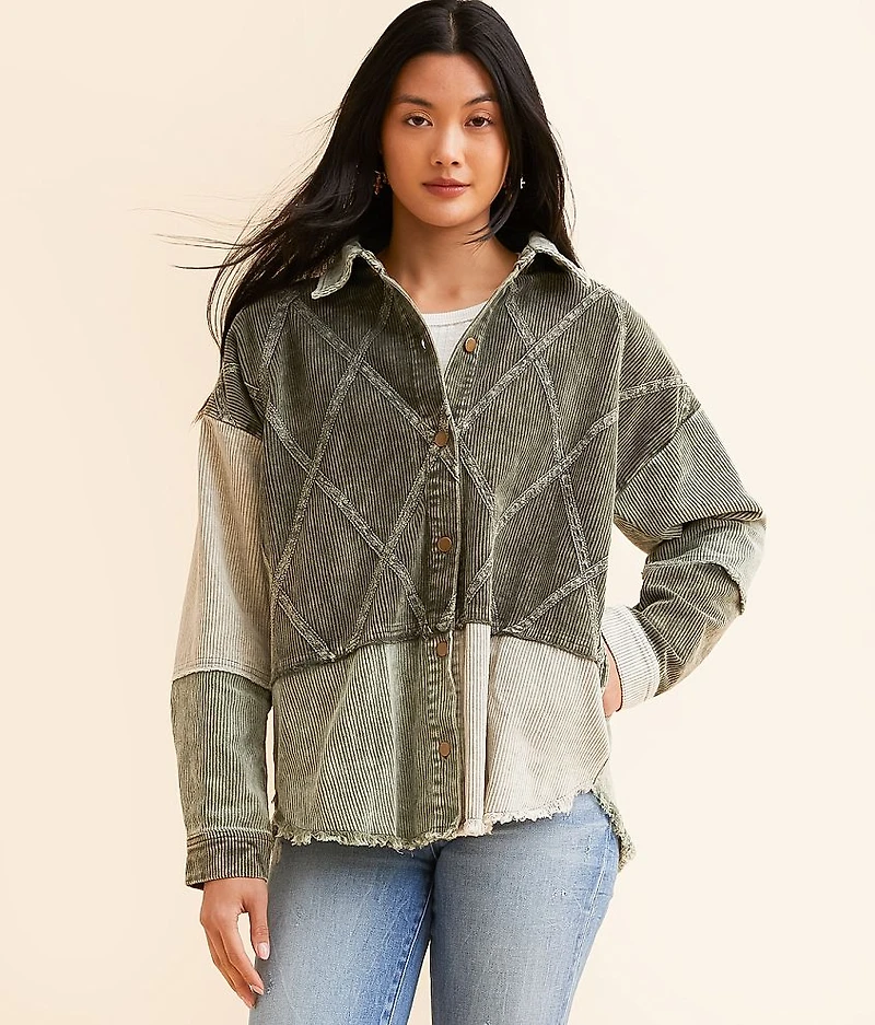 Pieced Corduroy Shacket