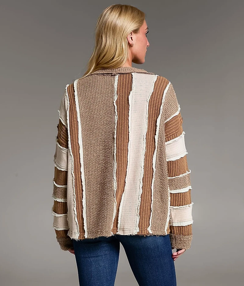 Textured Stripe Cardigan Sweater