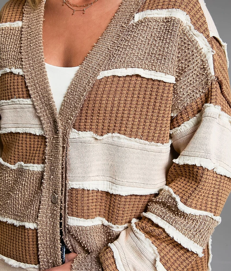 Textured Stripe Cardigan Sweater