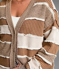 Textured Stripe Cardigan Sweater