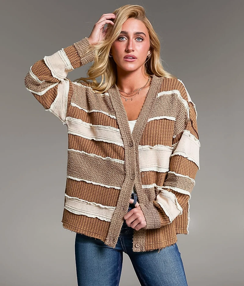 Textured Stripe Cardigan Sweater