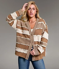 Textured Stripe Cardigan Sweater