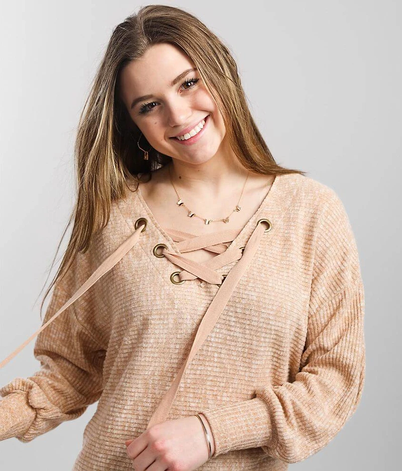 Lace-Up Dolman Tunic Top