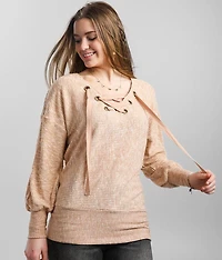 Lace-Up Dolman Tunic Top
