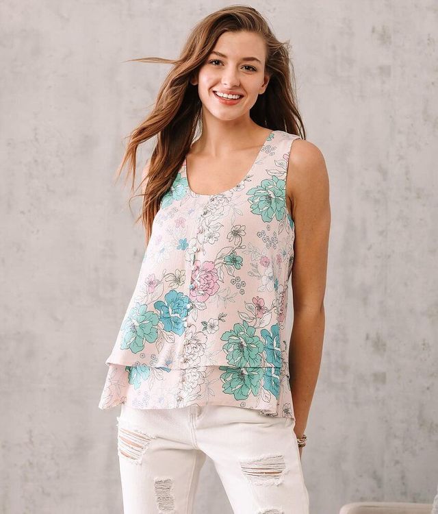 Willow & Root Tiered Floral Print Tank Top
