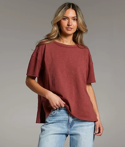 Washed Slub Knit T-Shirt