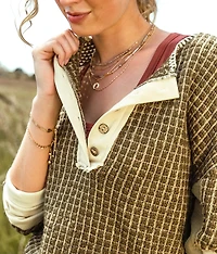 Checker Henley Sweater
