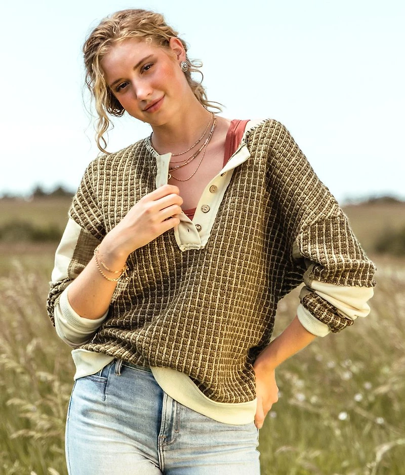 Checker Henley Sweater