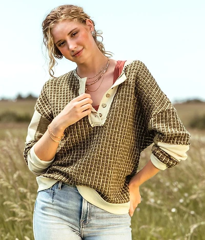 Checker Henley Sweater