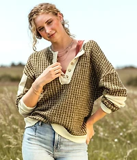Checker Henley Sweater