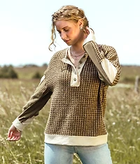 Checker Henley Sweater