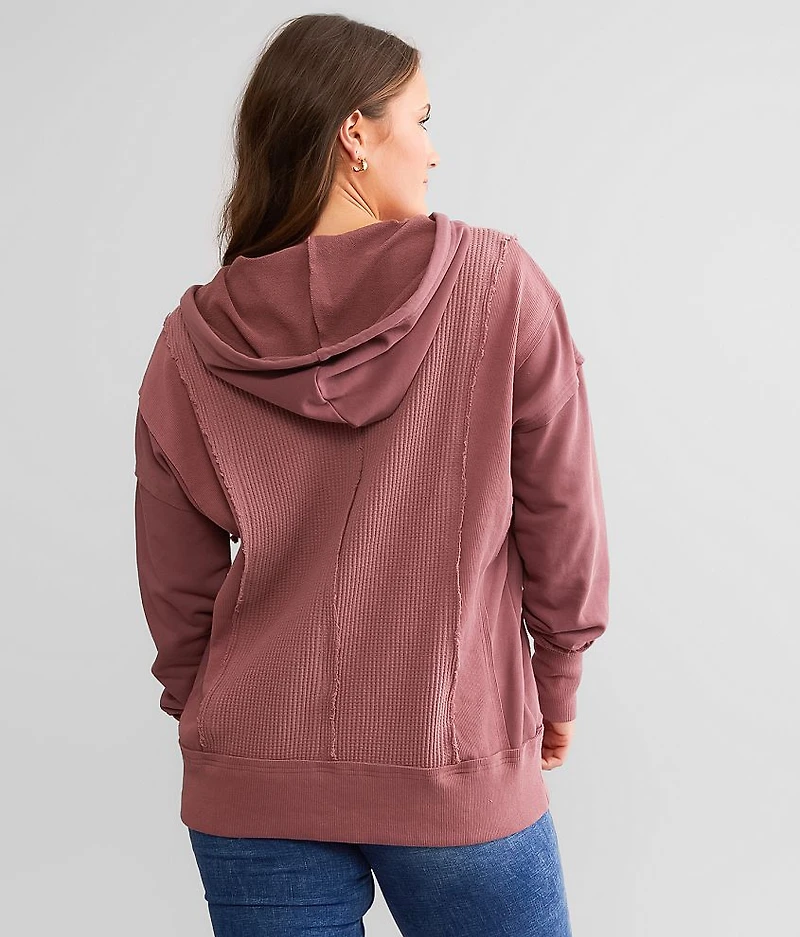 Pieced Waffle Knit Hoodie