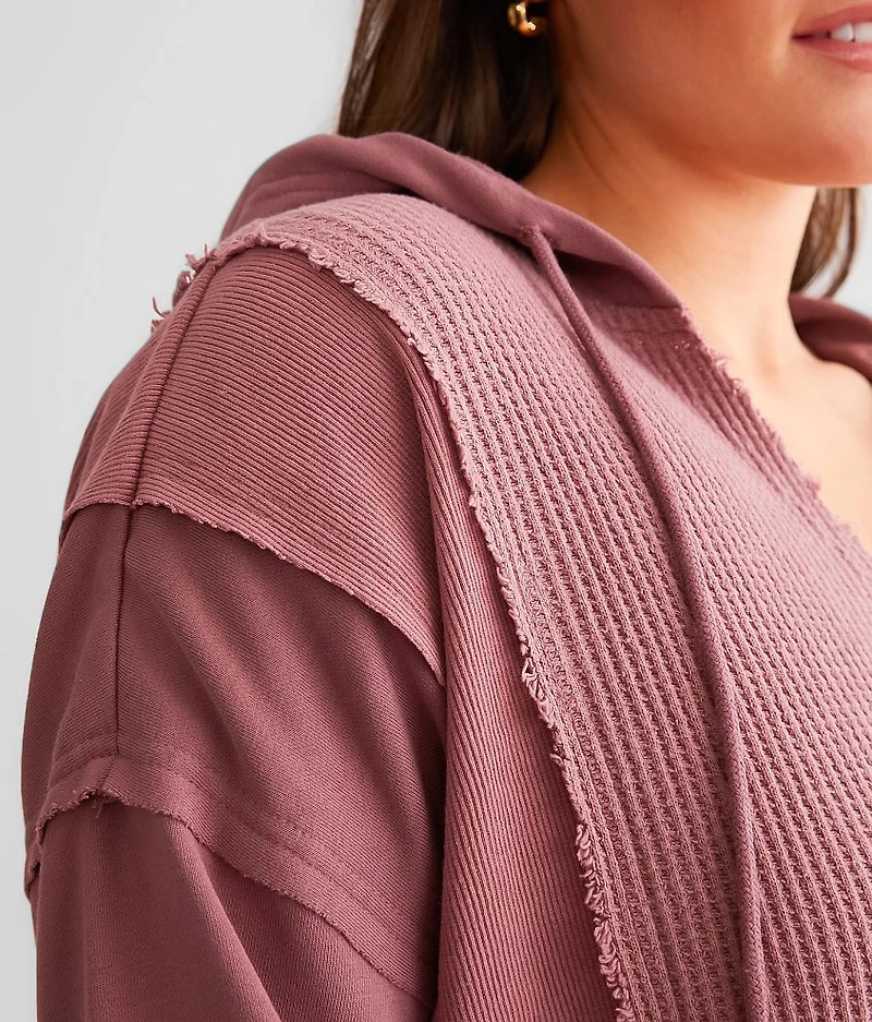 Pieced Waffle Knit Hoodie