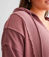Pieced Waffle Knit Hoodie