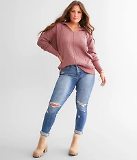 Pieced Waffle Knit Hoodie