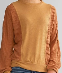 Pieced Waffle Knit Top