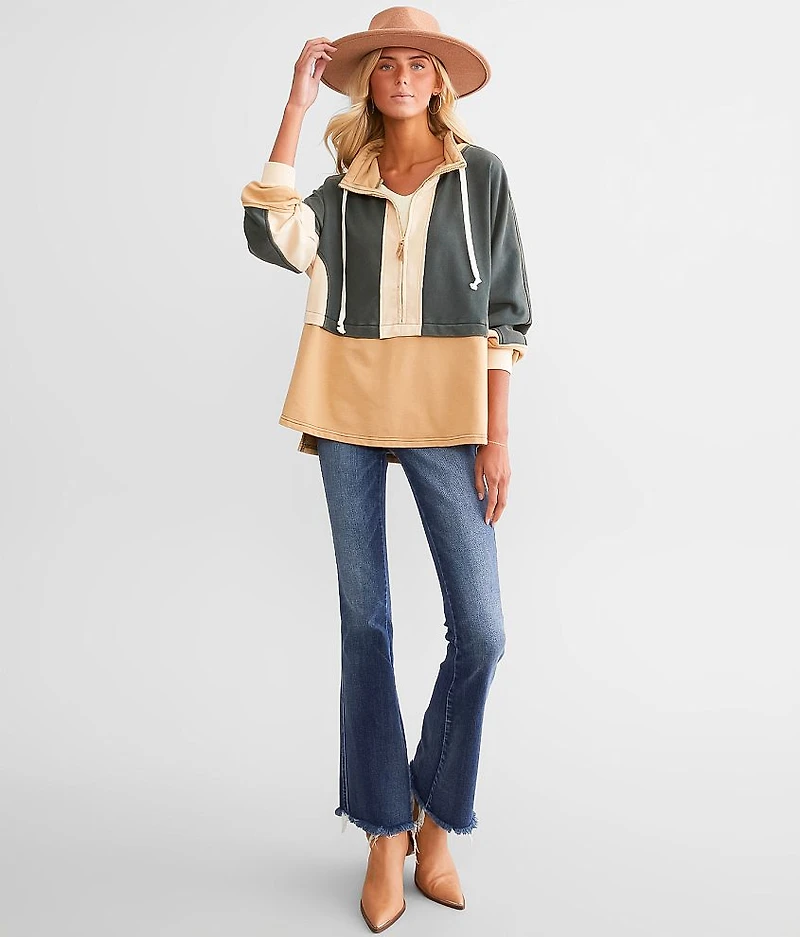 Color Block Quarter Zip Pullover