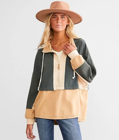 Color Block Quarter Zip Pullover