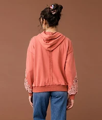 Crochet Applique Hooded Sweatshirt