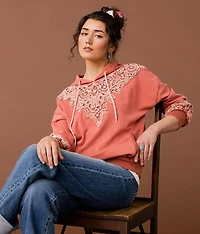 Crochet Applique Hooded Sweatshirt