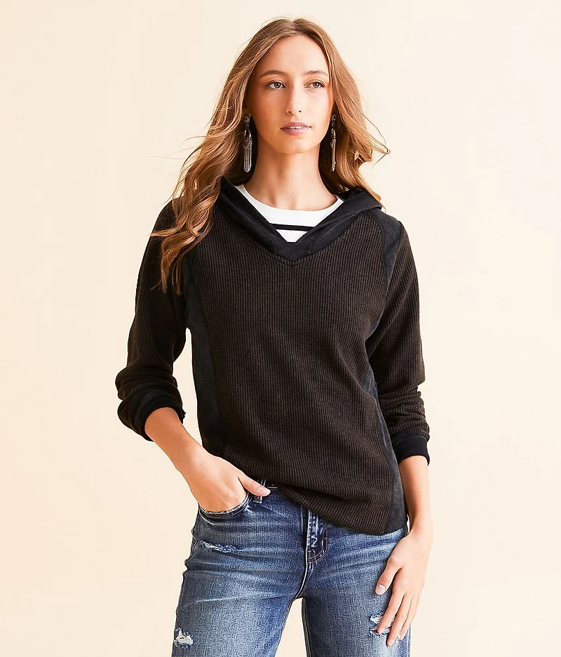 Pieced Exposed Seam Hoodie