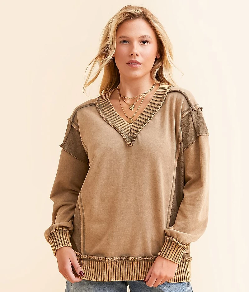 Washed Raw Edge Pullover