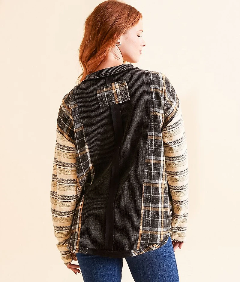 Pieced Plaid Henley