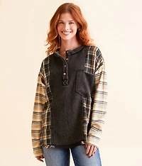 Pieced Plaid Henley