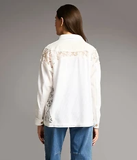 Ribbed Knit Lace Shirt