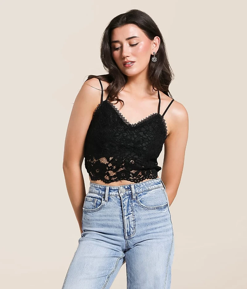 Willow & Root Flocked Floral Lace Bralette
