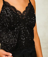 Sequin Cropped Tank Top