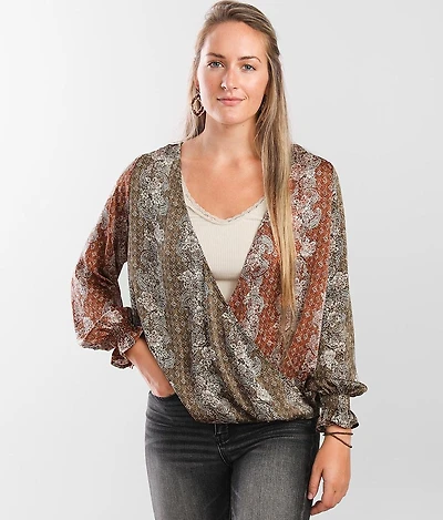 Surplice Satin Blouse
