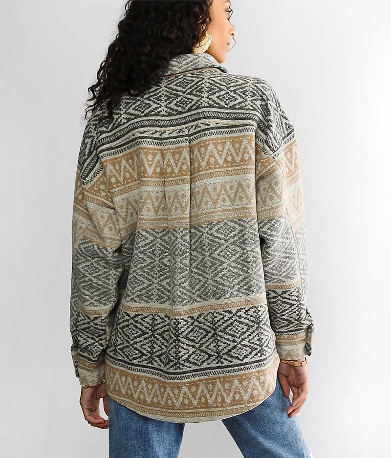 Brushed Knit Printed Shacket