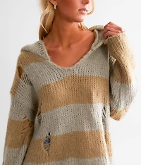 Open Weave Hooded Sweater