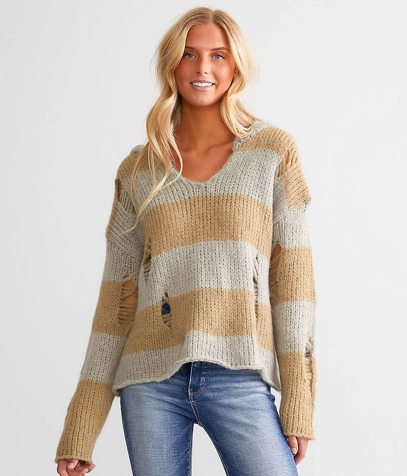 Open Weave Hooded Sweater