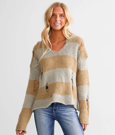 Open Weave Hooded Sweater