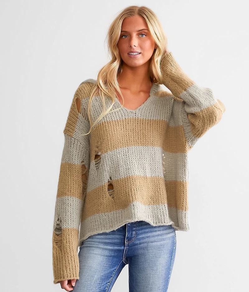 Open Weave Hooded Sweater