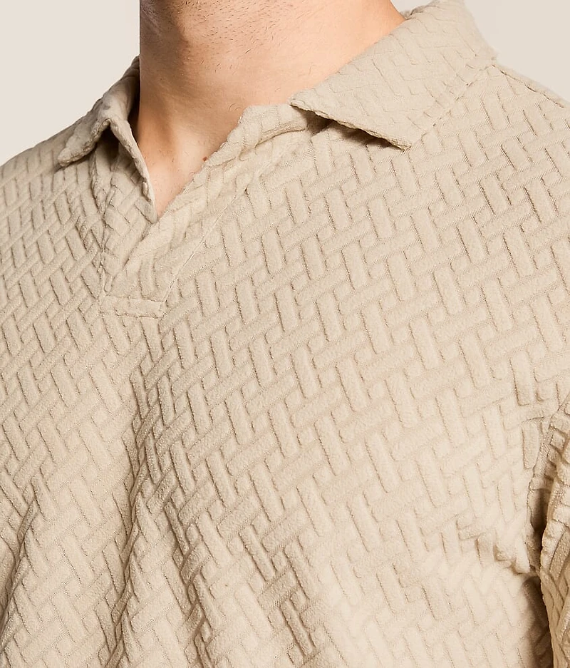 Textured Fleece Polo