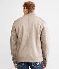 Washed Faux Leather Jacket