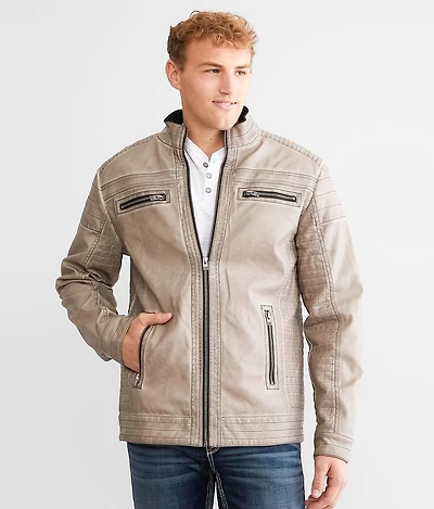 Washed Faux Leather Jacket