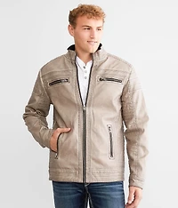 Washed Faux Leather Jacket