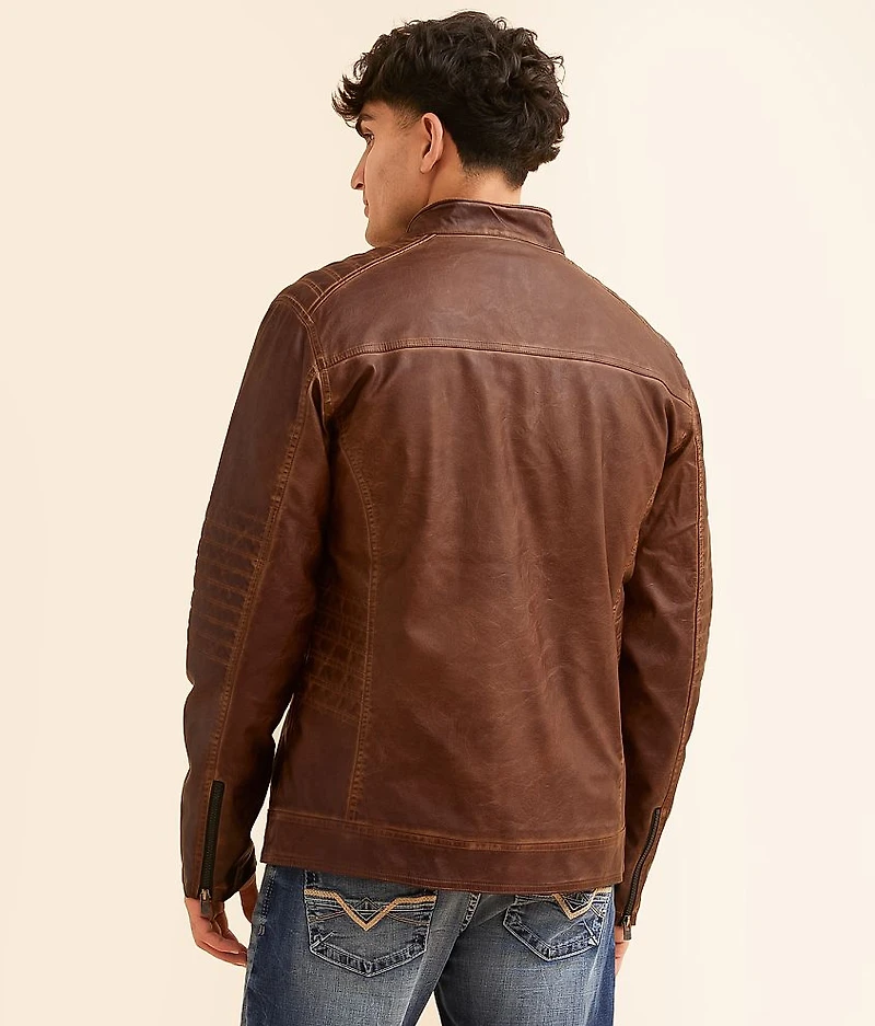 Distressed Faux Leather Jacket