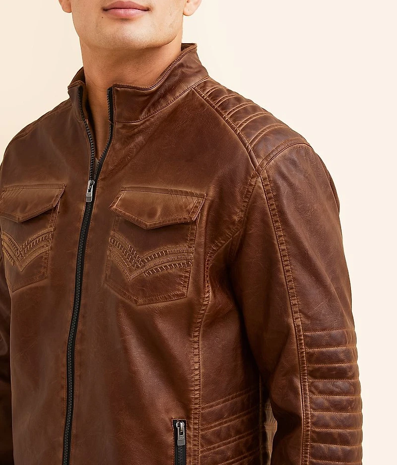 Distressed Faux Leather Jacket