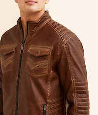 Distressed Faux Leather Jacket