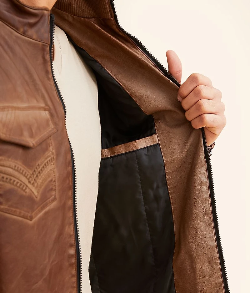 Distressed Faux Leather Jacket