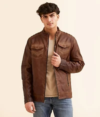 Distressed Faux Leather Jacket