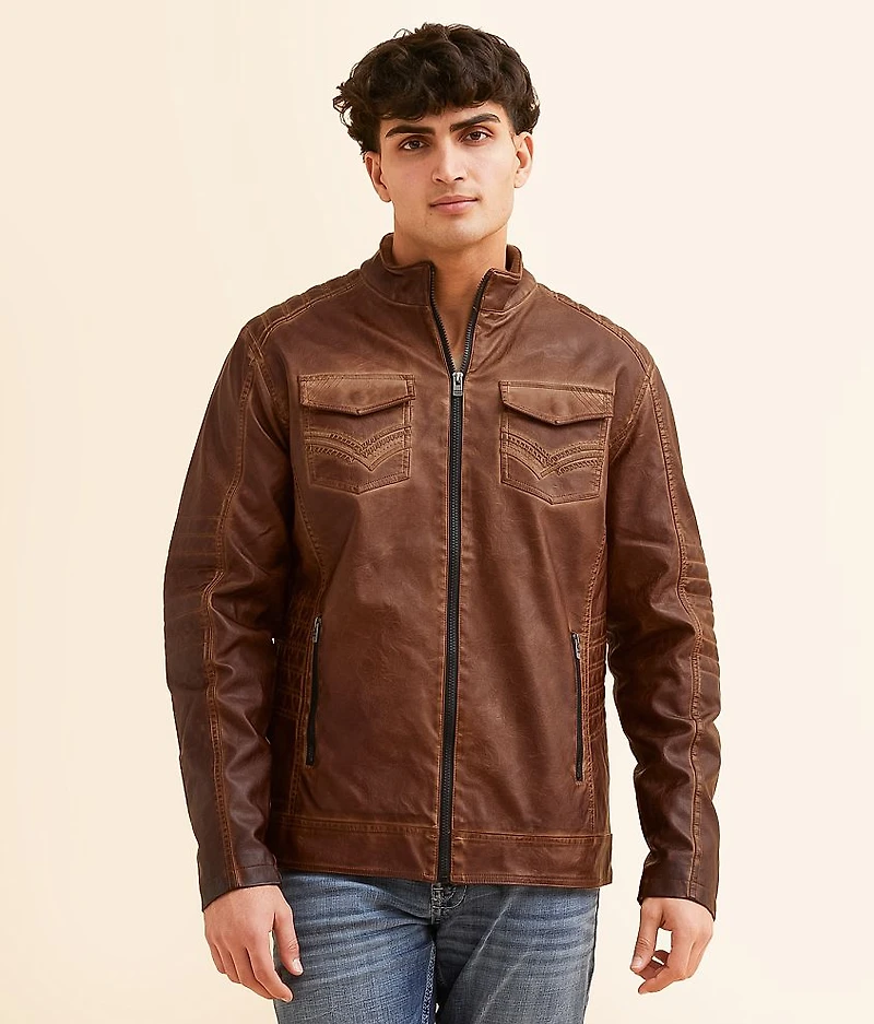 Distressed Faux Leather Jacket