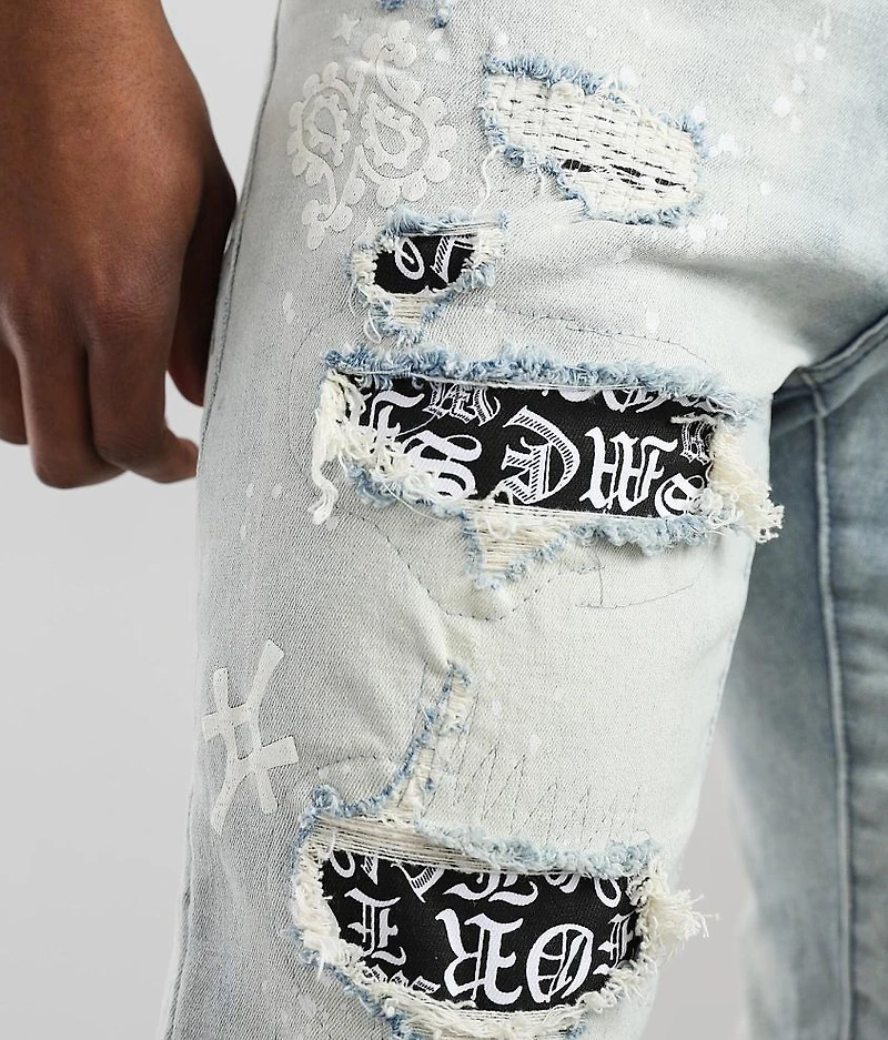 Embroidered Taper Stretch Jean